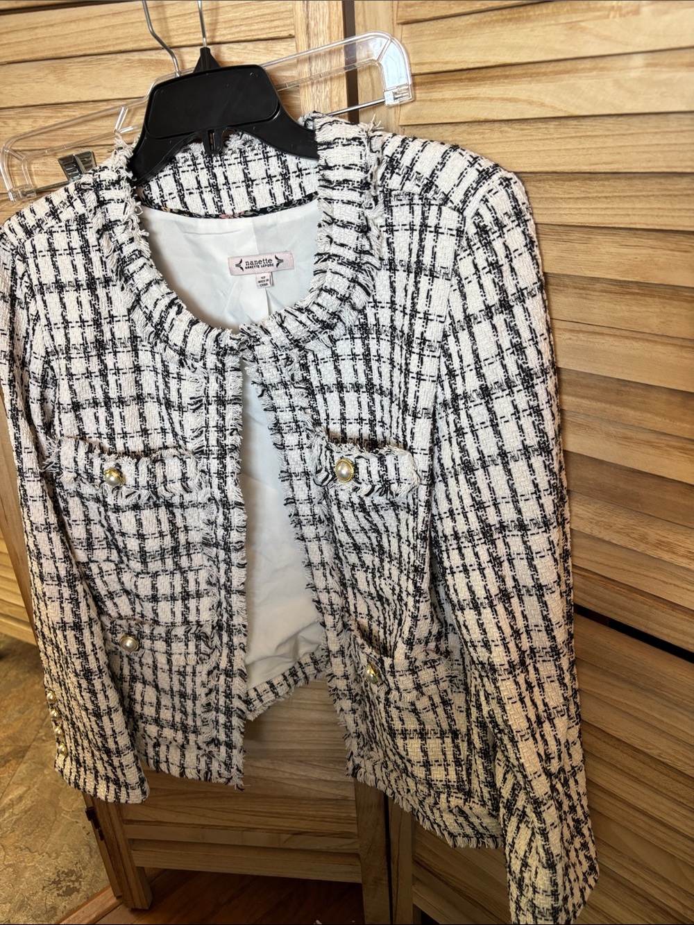 Nanette Nanette Lepore Tweed Fringe Jacket with Pearl  Buttons 12